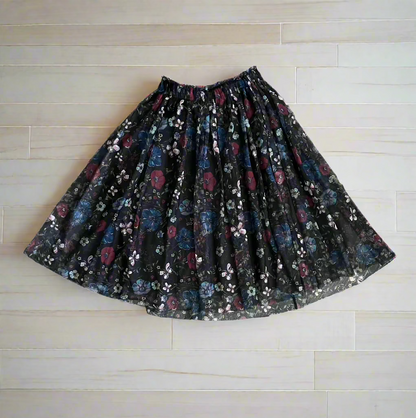 Disney LC Lauren Conrad Black Floral Tulle Skirt S
