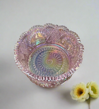 Passion Pink Carnival Glass Bowl Diamond Classic