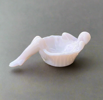 Bathing Beauty Soap Dish Pink Crown Tuscan Glass Art Nouveau Style