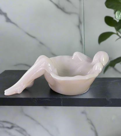 Bathing Beauty Soap Dish Pink Crown Tuscan Glass Art Nouveau Style
