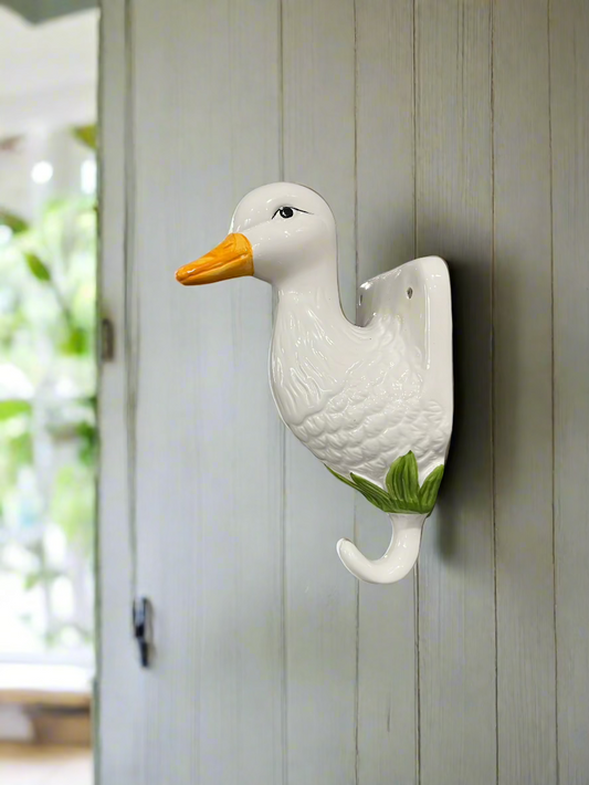 Vintage Ceramic Goose Towel or Coat Wall Hook