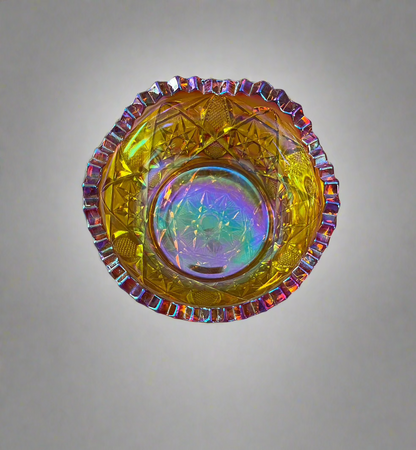 Amber Carnival Glass Finger Bowl 5.5" Diameter