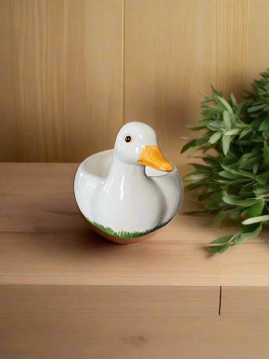 White Ceramic Goose Cracker or Bread Tray