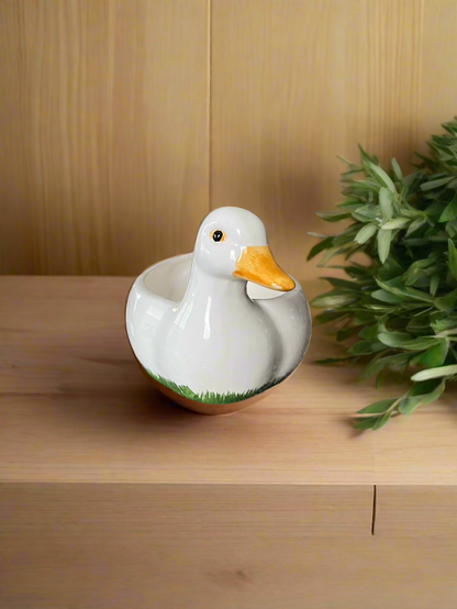 White Ceramic Goose Cracker or Bread Tray