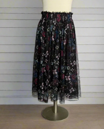 Disney LC Lauren Conrad Black Floral Tulle Skirt S