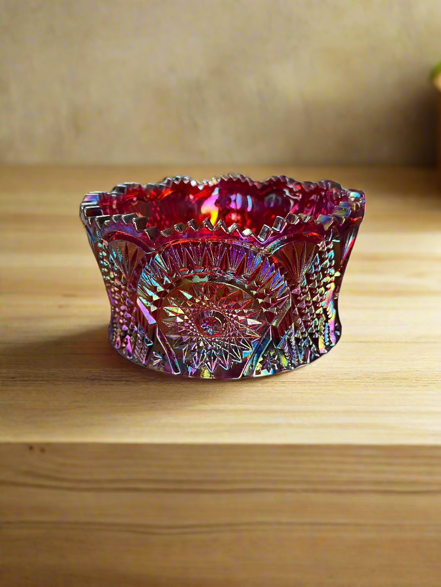Red Carnival Glass Bowl Diamond Classic
