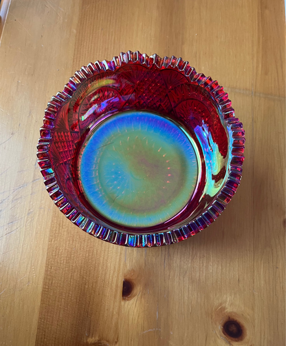 Red Carnival Glass Bowl Diamond Classic