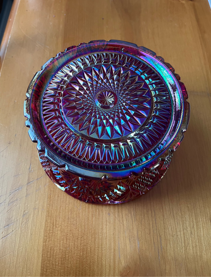 Red Carnival Glass Bowl Diamond Classic