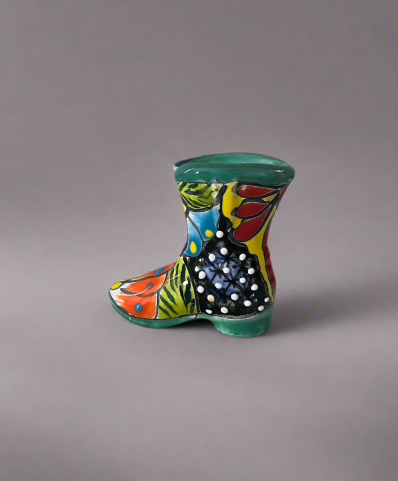 Talavera Boot Bud Vase