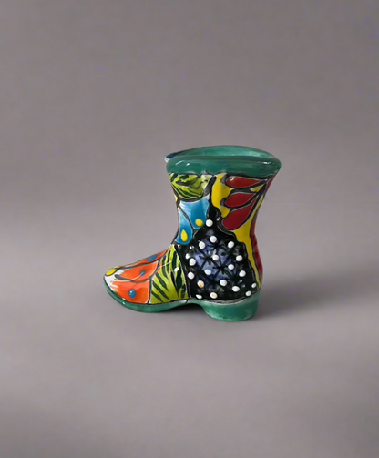 Talavera Boot Bud Vase