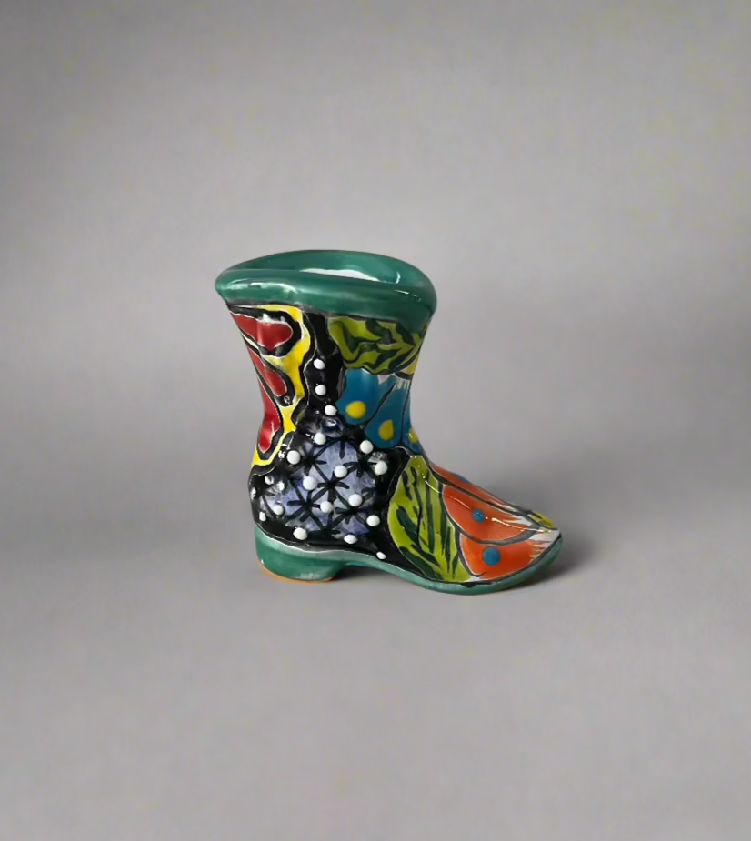 Talavera Boot Bud Vase