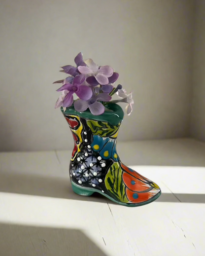 Talavera Boot Bud Vase