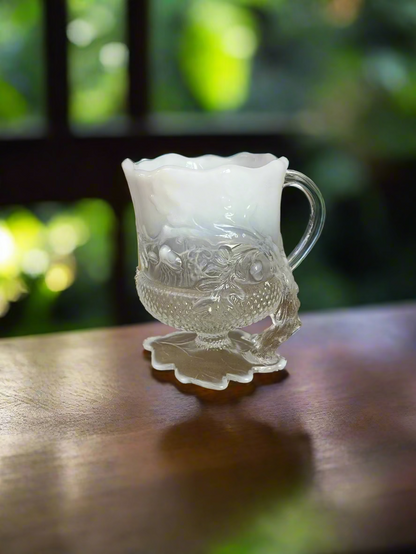 Crystal Opal Glass Spooner Spoon Holder Acorn Pattern