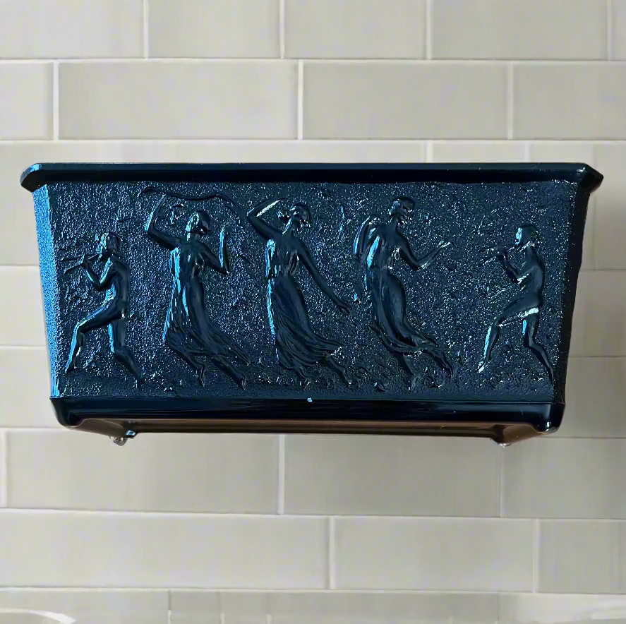 LE Smith Dancing Nymphs Black Amethyst Glass Planter