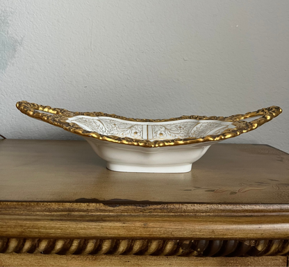 Meissen Floral Gold Leaf Two Handled Bowl