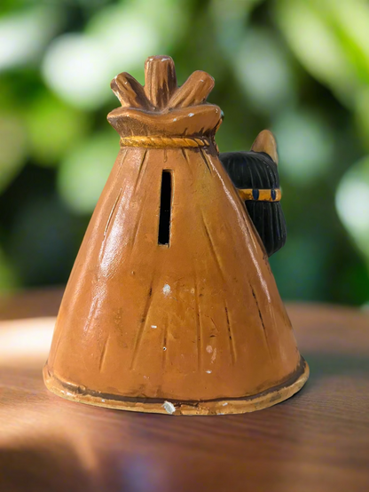 Teepee Coin Bank Girl and Bear Souvenir of Canada