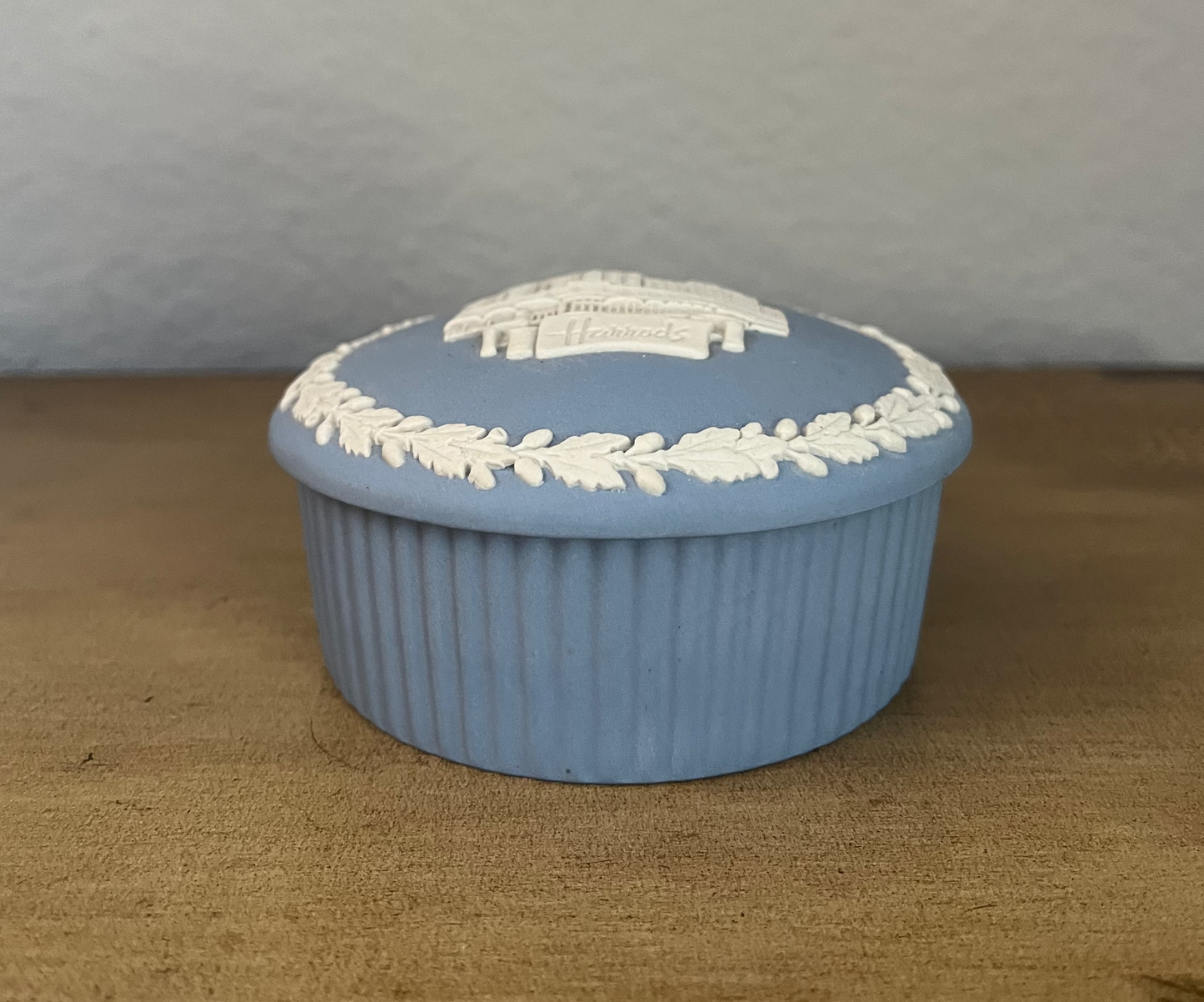 Harrods UK Department Store Wedgwood Round Lidded Trinket Box