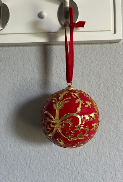 Dillard's Cloissone Red & Gold Ornament 11"