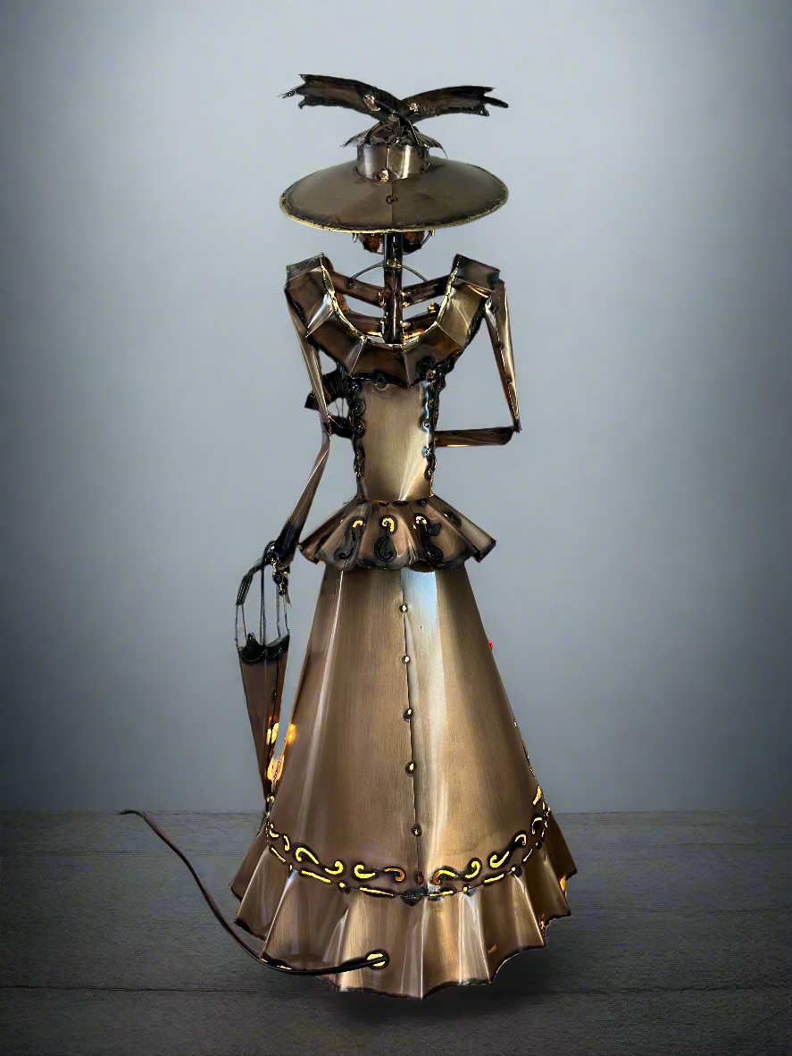 Electric Catrina Lamp 24" Copper Finish