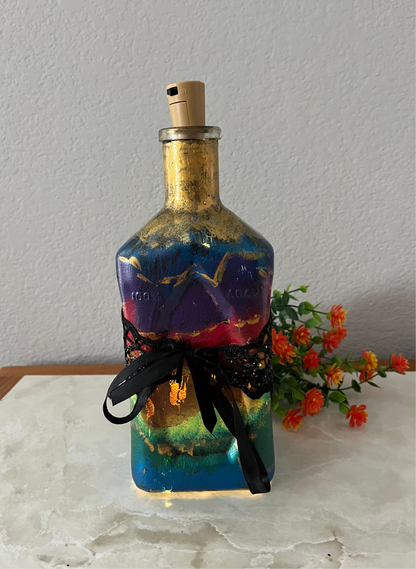 Decorative Hand Painted Fairy Lights Bottle 10"