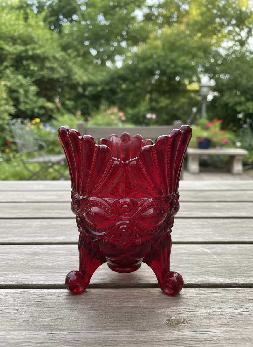 Green Opal Eye Winker Glass Spooner