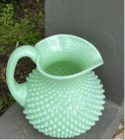 Jadeite Glass Pitcher Hobnail Gigi Pattern 70 oz