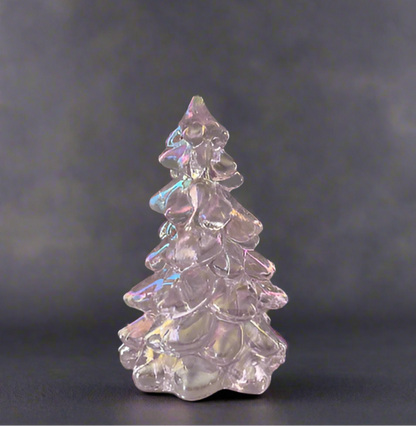 Pink Rose Carnival Glass Mini Pine Tree 2.75"