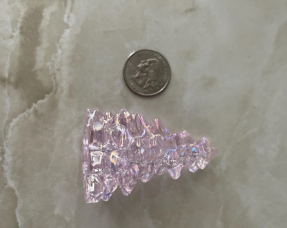 Pink Rose Carnival Glass Mini Pine Tree 2.75"