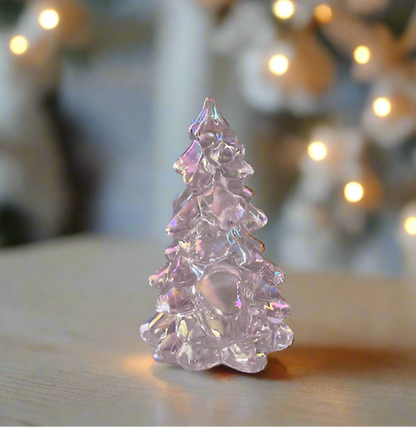 Pink Rose Carnival Glass Mini Pine Tree 2.75"