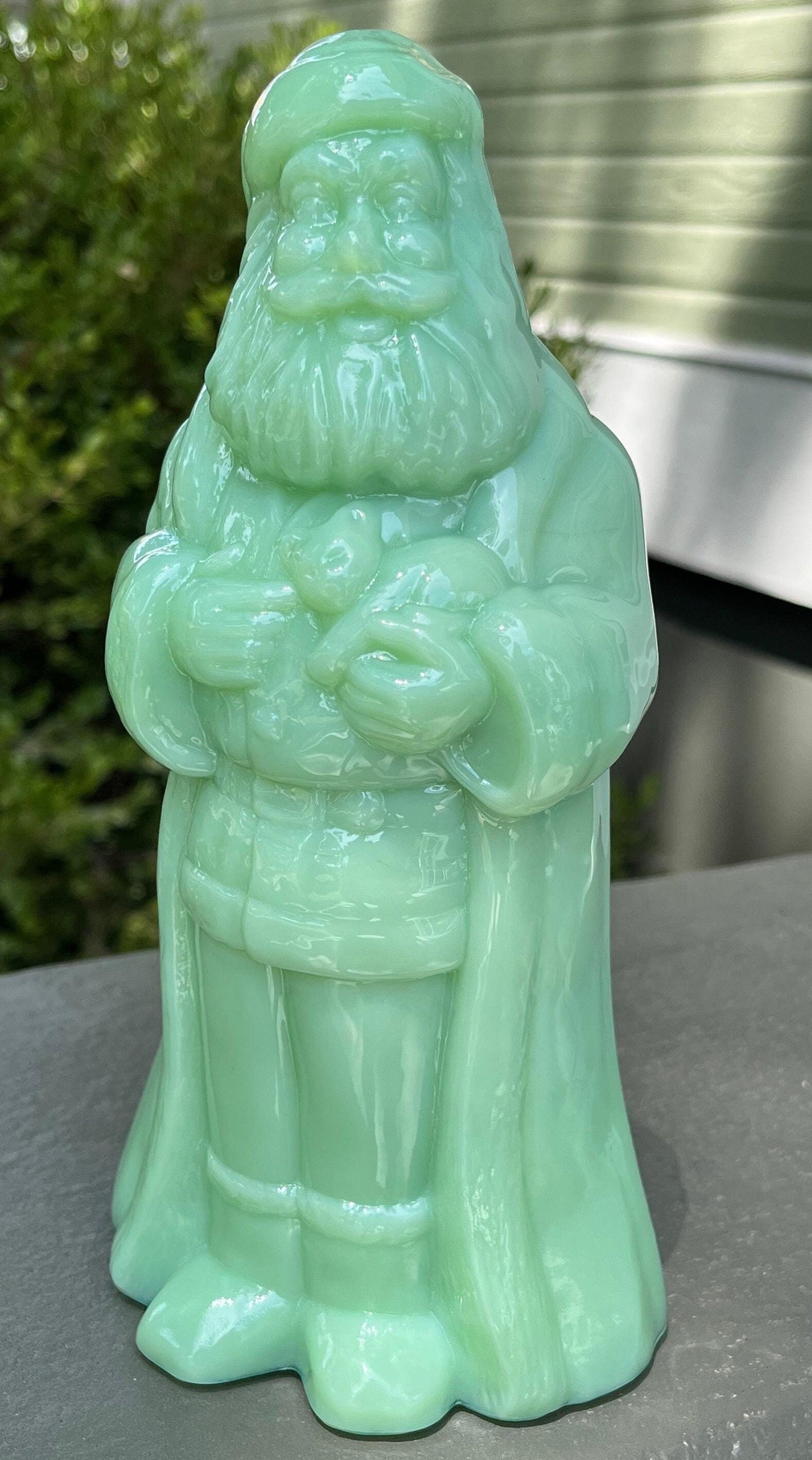 Jadite Glass Standing Santa