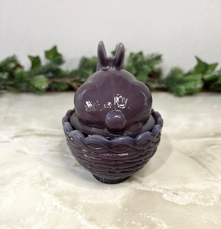 Eggplant Purple Bunny Rabbit On a Basket 2 Part Box 4