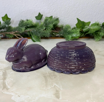 Eggplant Purple Bunny Rabbit On a Basket 2 Part Box 4